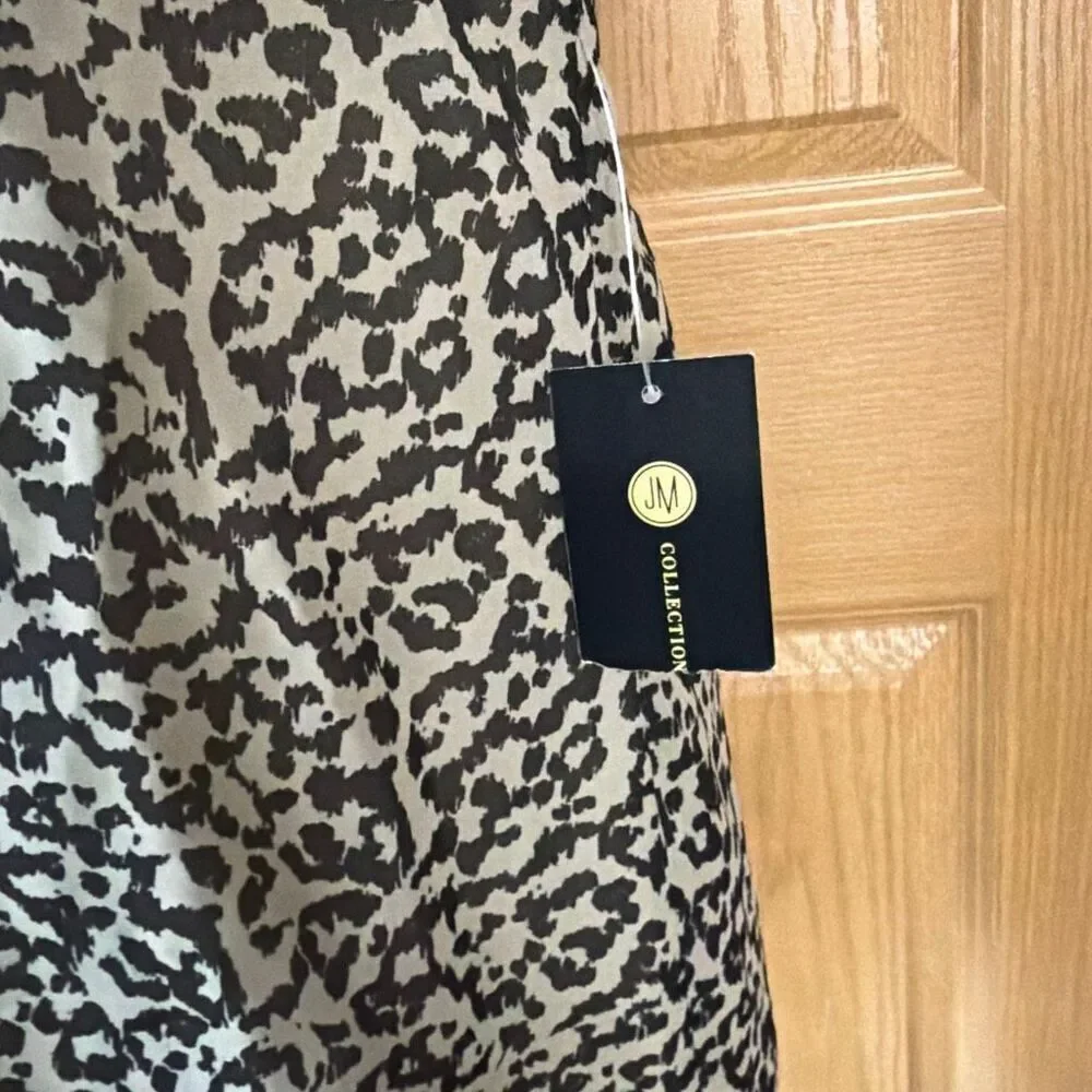 NWT JM Collection Leopard Print Blouse w/ Statement Tassel Necklace Size M - Picture 6 of 9